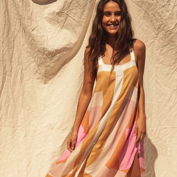 O'Neill Miranda Geometric Print Midi Dress XS - Picture 1 of 7